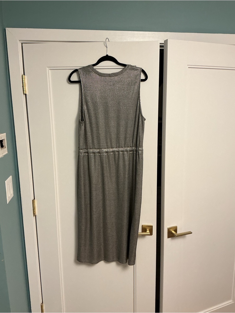 dolan Metallic Silver Sleeveless Midi Dress